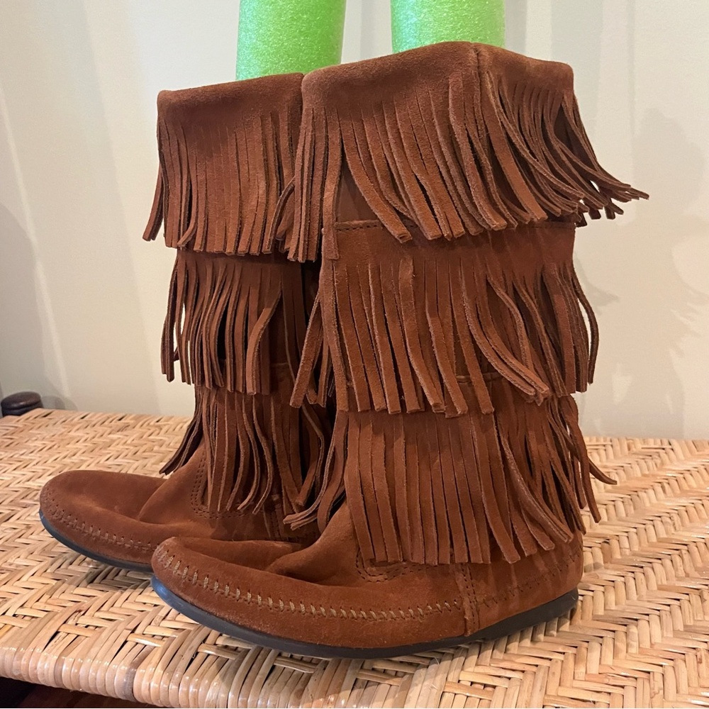 Minnetonka 1632 3 - Layer Fringe Moccasin Boots S… - image 5